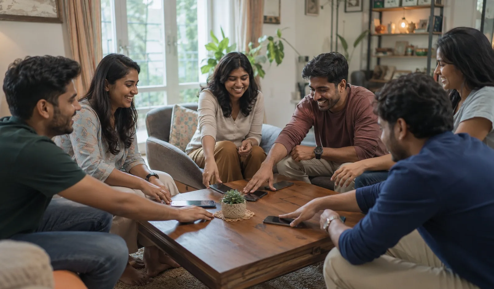 Friends enjoying a meaningful group activity at home