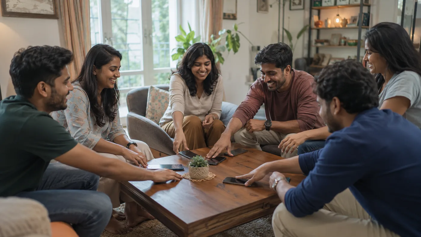 Friends playing a group activity